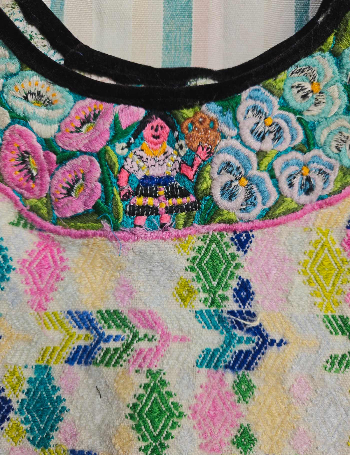 Pink and Blue Cobán Huipil #8-177