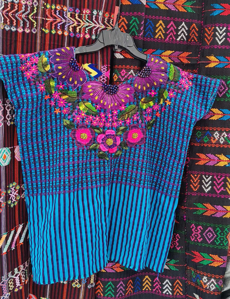 Blue and Berry Gingham Santiago Huipil #8-204