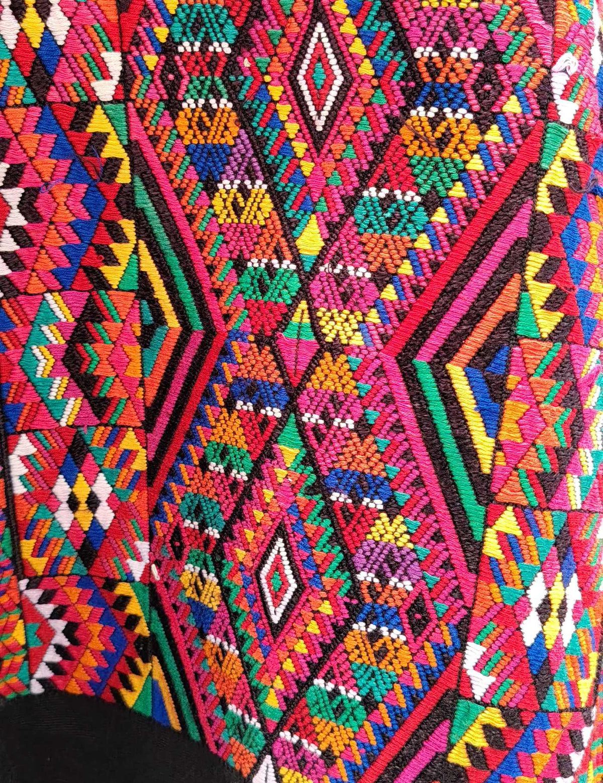 Bright Geometric on Black Chichicastenango Huipil #8-210