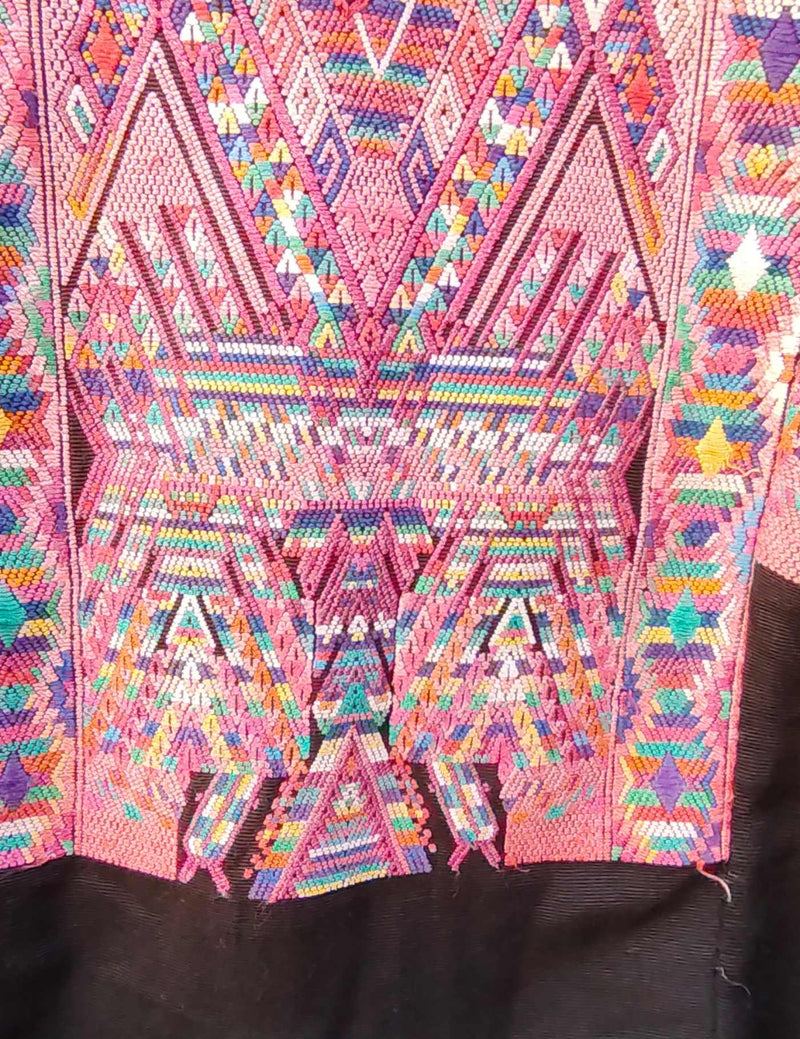 Pink and Black with Two-Headed Birds Chichicastenango Huipil #8-221