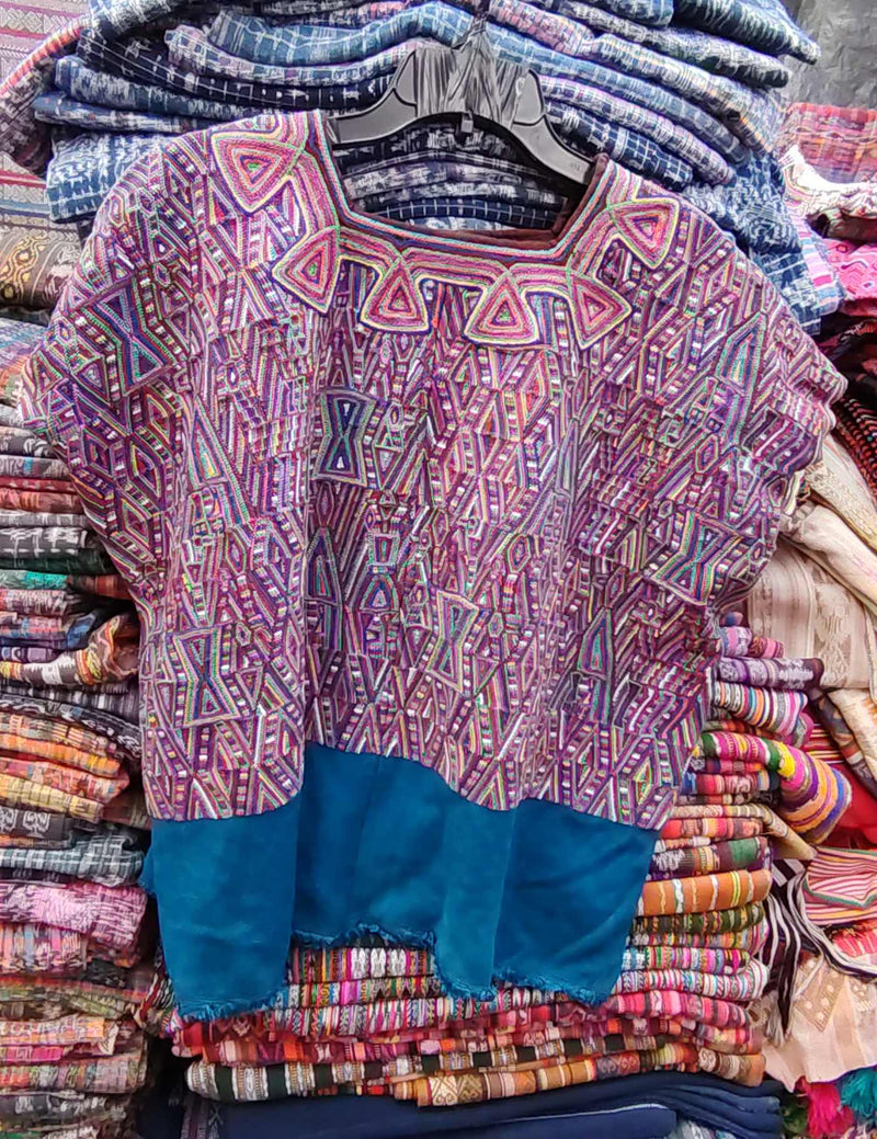 Pink and Blue Nebaj Huipil #8-224