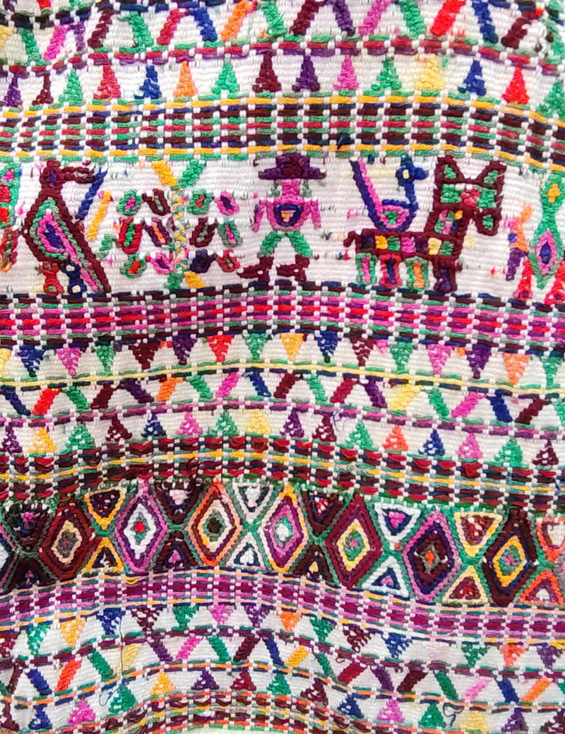 Colourful Animals on White Nebaj Huipil #8-225