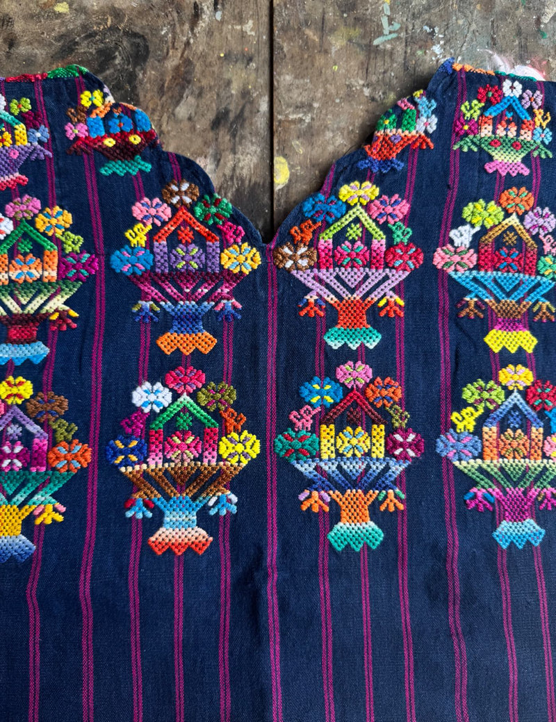 Multicolor Floral Baskets Nahualá Huipil #8-234