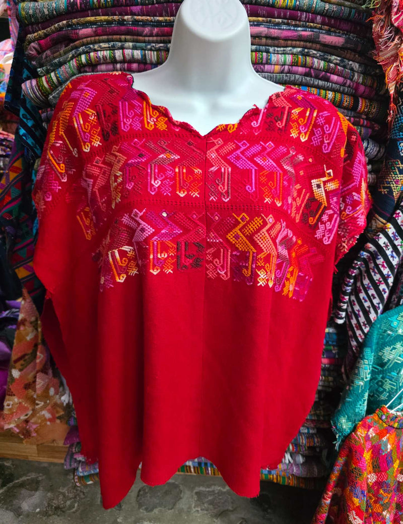 Bright Red Santa Catarina Palopo Huipil #8-263