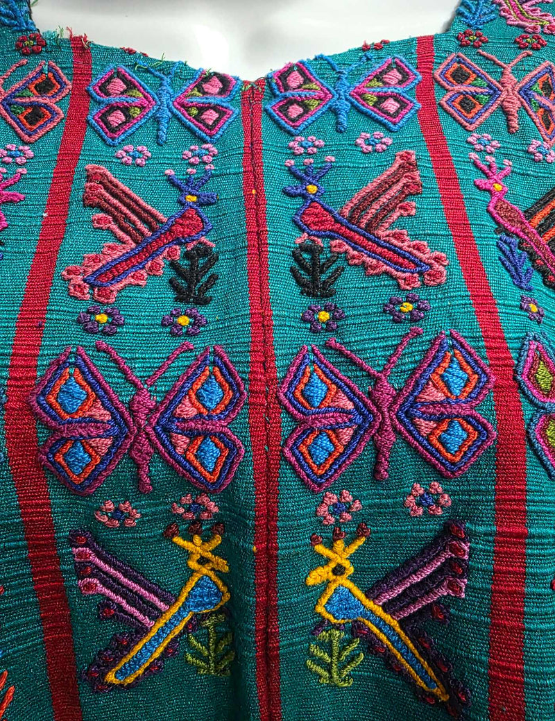 Teal and Red Striped Santa Catarina Palopo Huipil #8-265