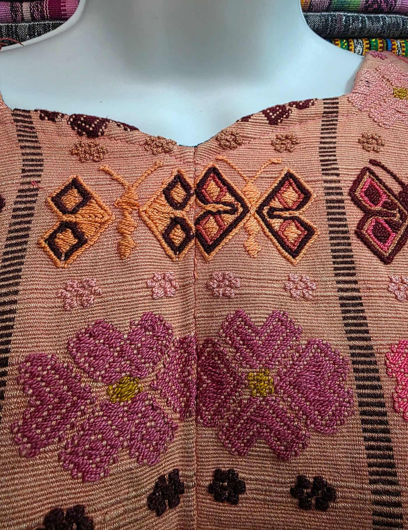 Melon with Flowers and butterflies San Lucas Tolimán Huipil #8-269