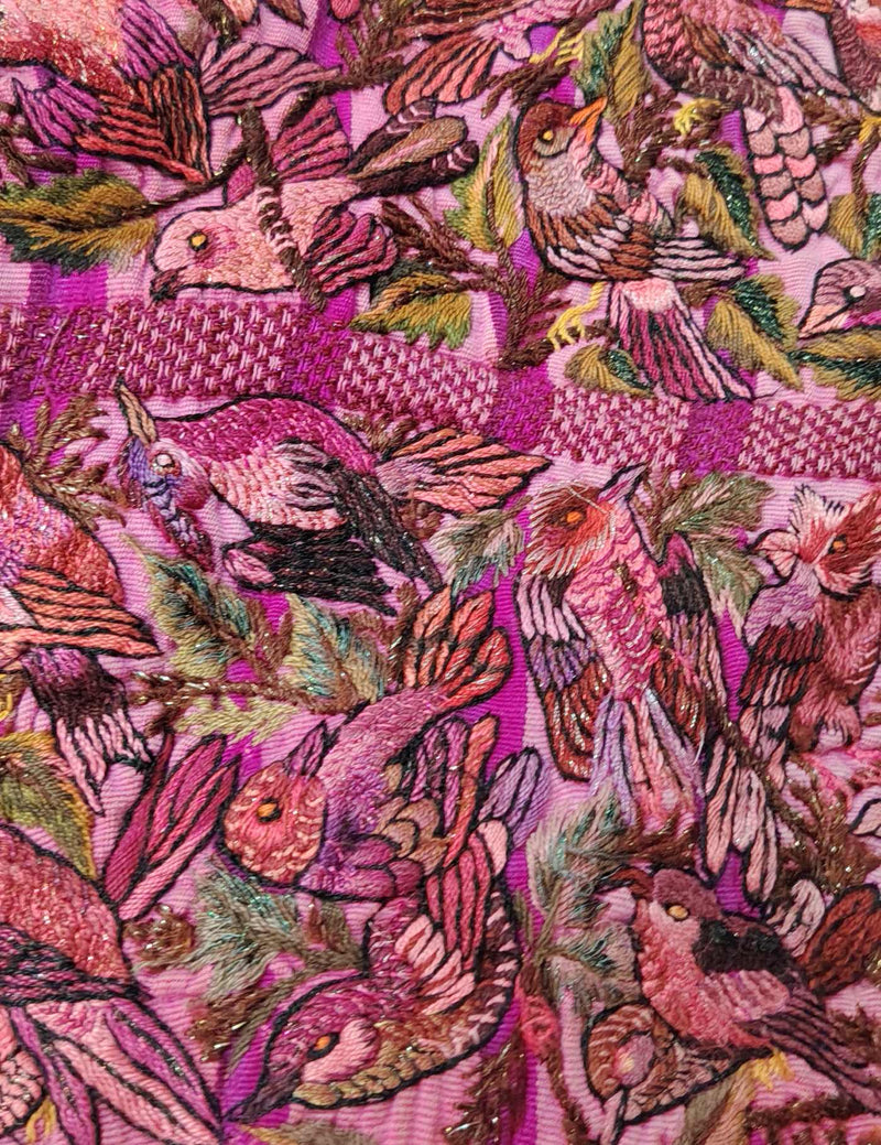 Berry Birds on Pink Santiago Huipil #8-278