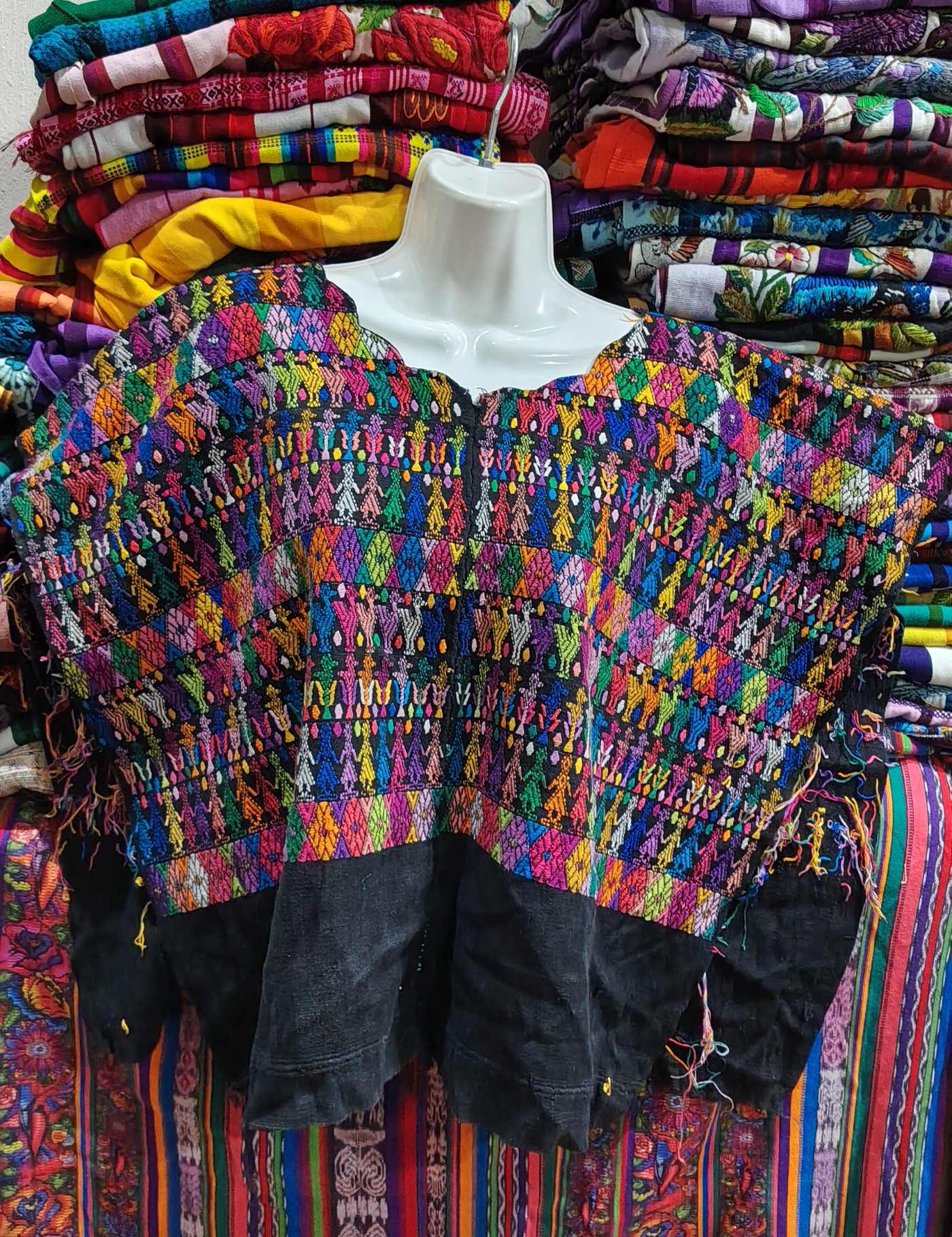 Colourful on Black Cobán Huipil #8-312