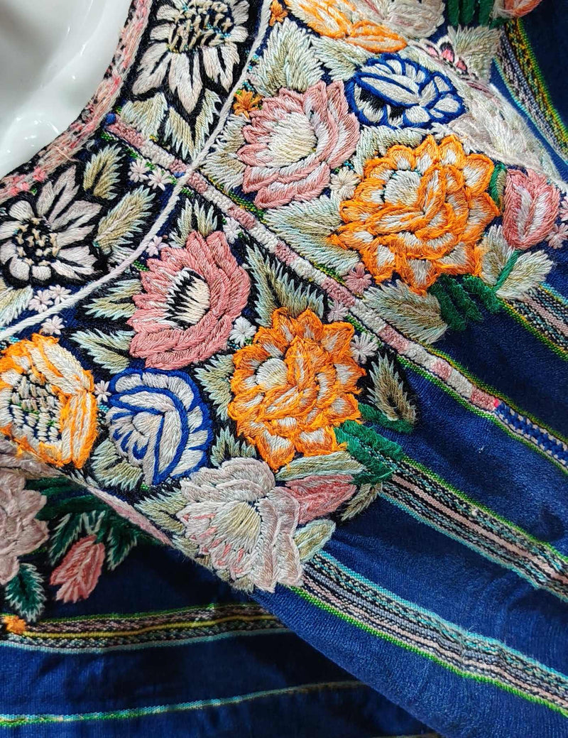 Blue with Flowers Patzún Huipil #8-313