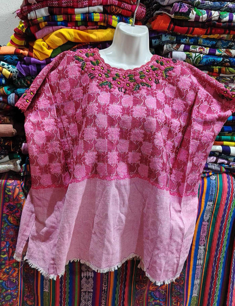 Pink with Rococo Neckline Totonicapán Huipil #8-331