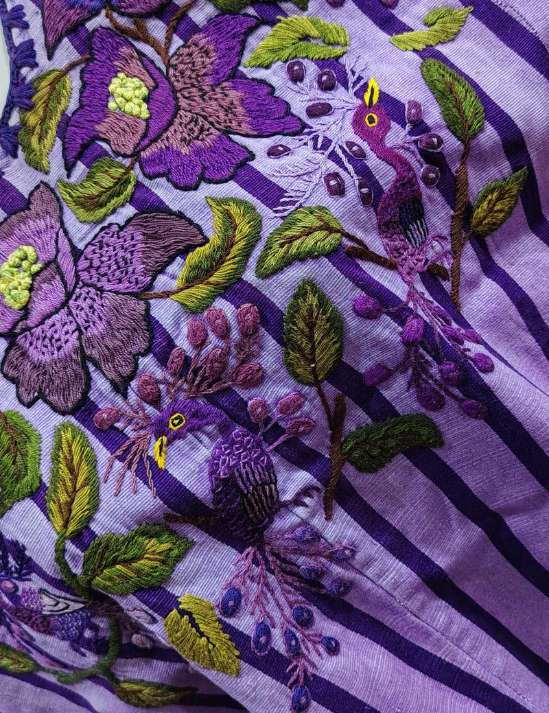 Purple birds and roses Santiago Huipil #8-346