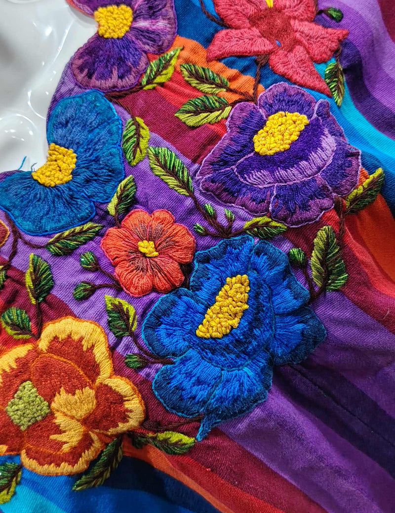 Multicolor with roses Santiago Huipil #8-347