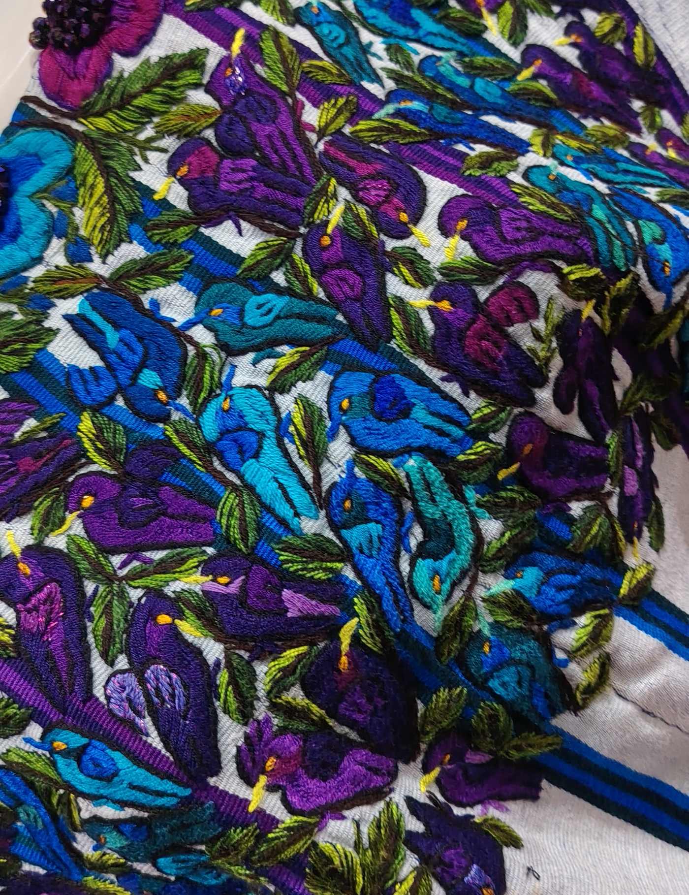Light blue with birds Santiago Huipil #8-350