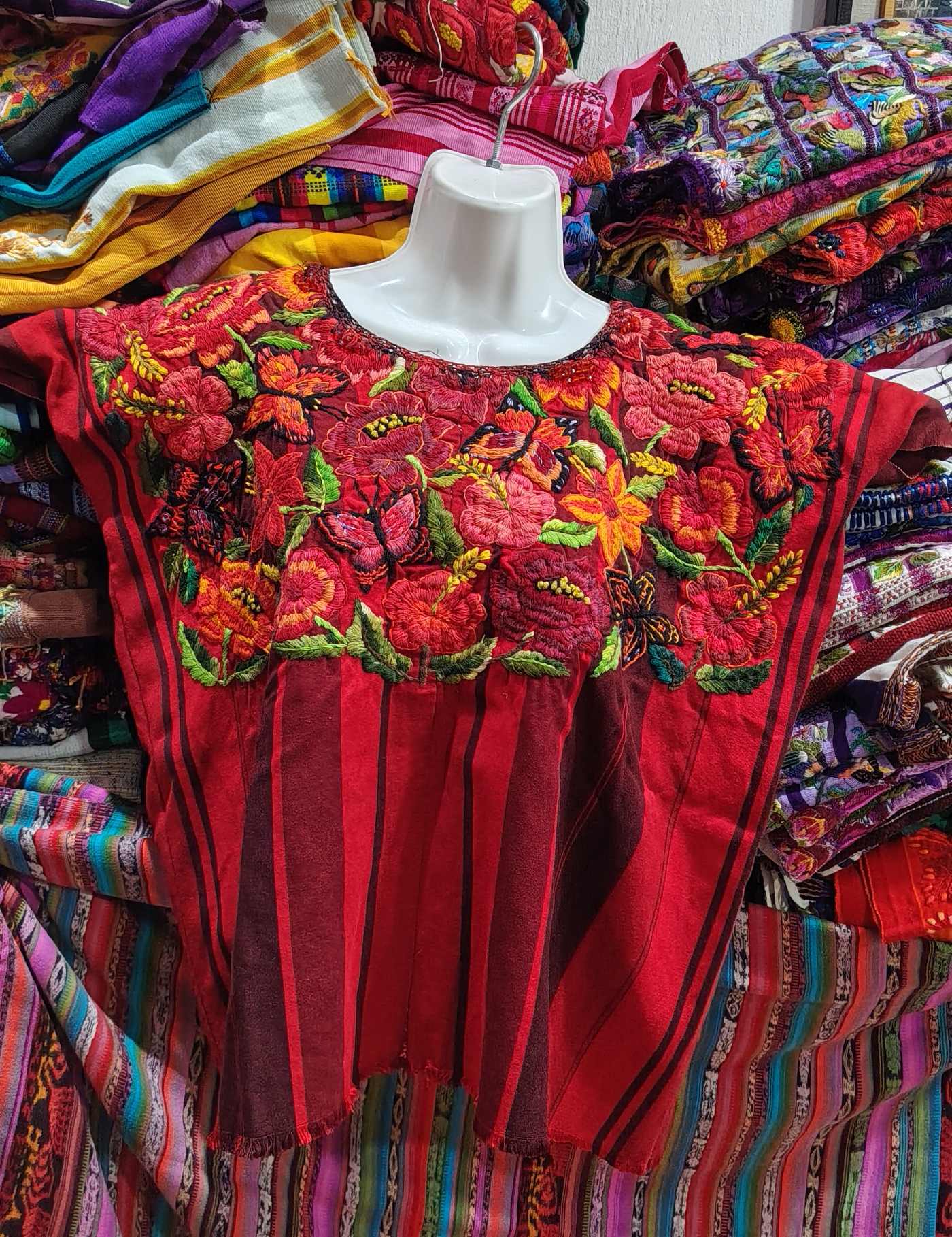 Red with butterflies Santiago Huipil #8-352