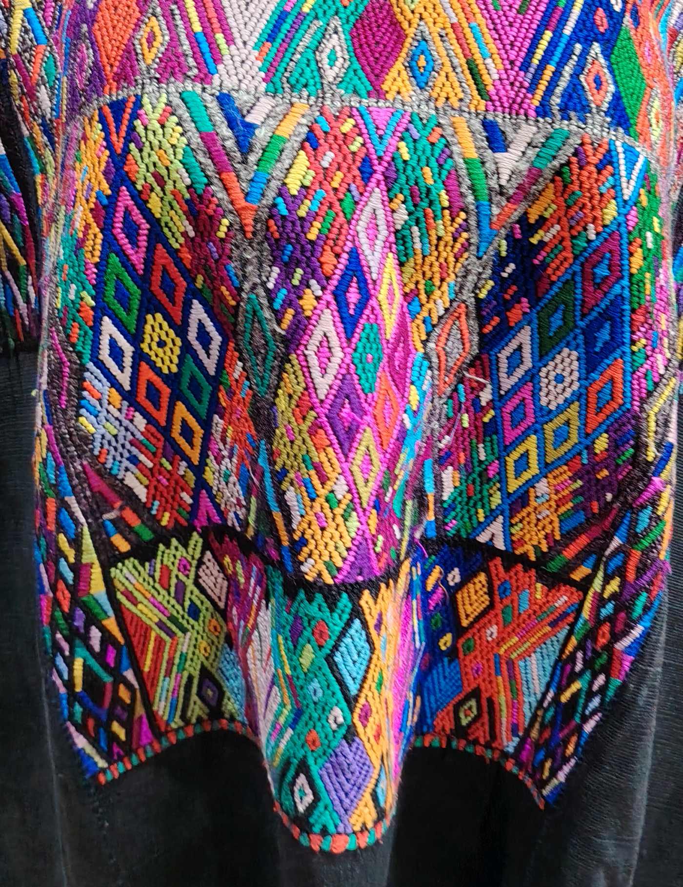 Black with geometric pattern Chichicastenango Huipil #8-360