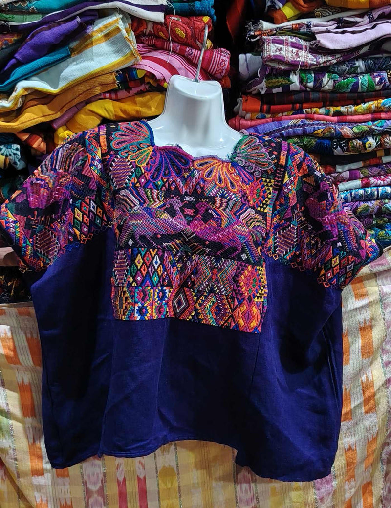 Purple with peacocks Chichicastenango Huipil #8-364