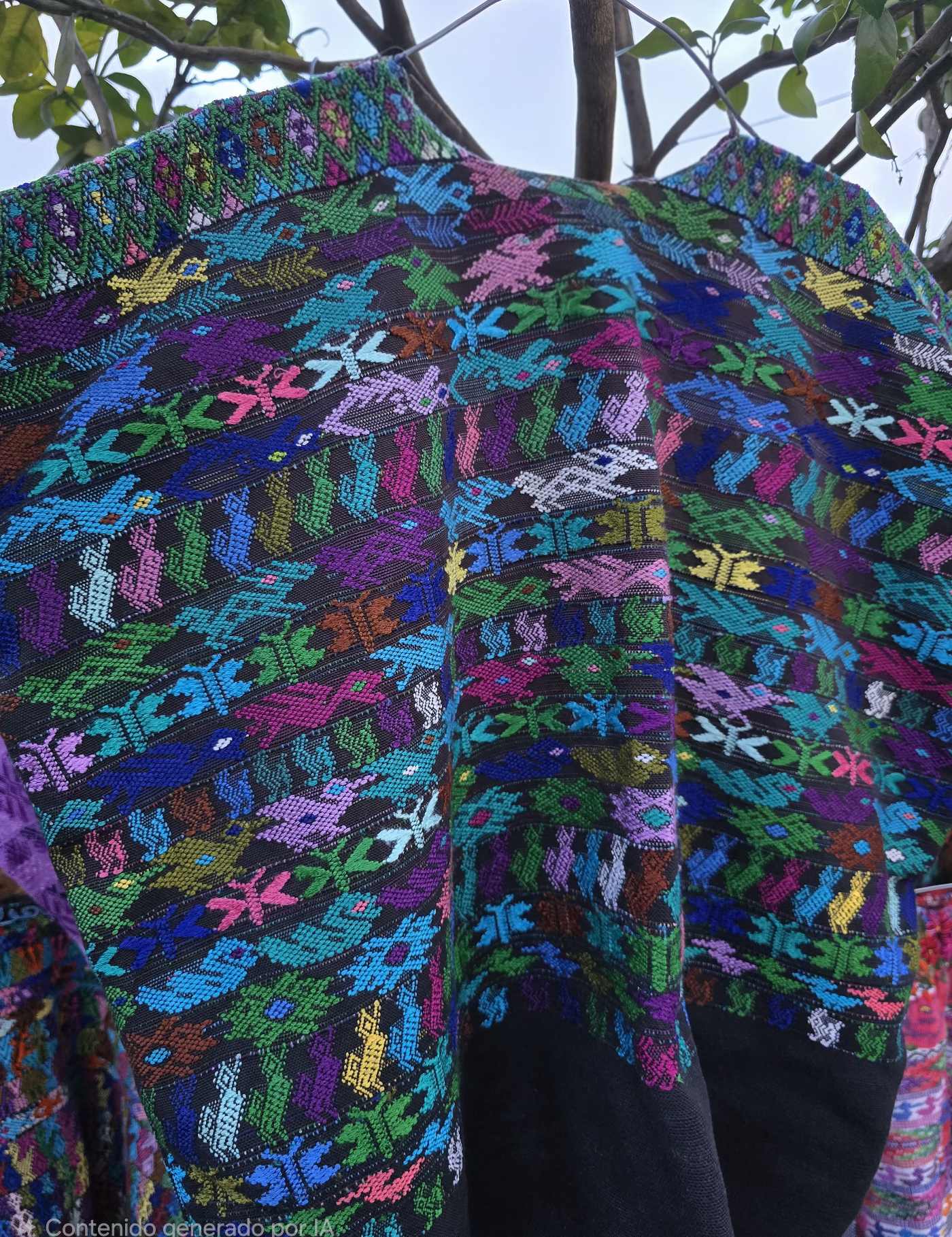 Colourful Animals on Black Rabinal Huipil #8-381