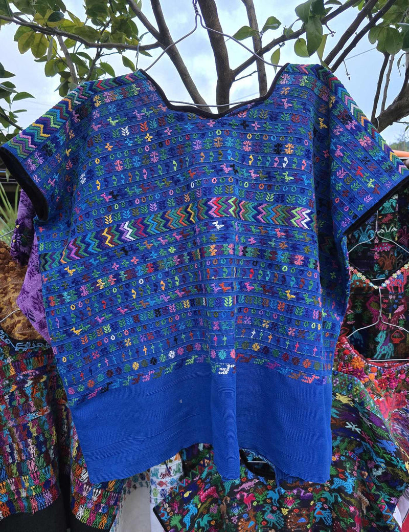 Bright Blue Rabinal Huipil #8-383
