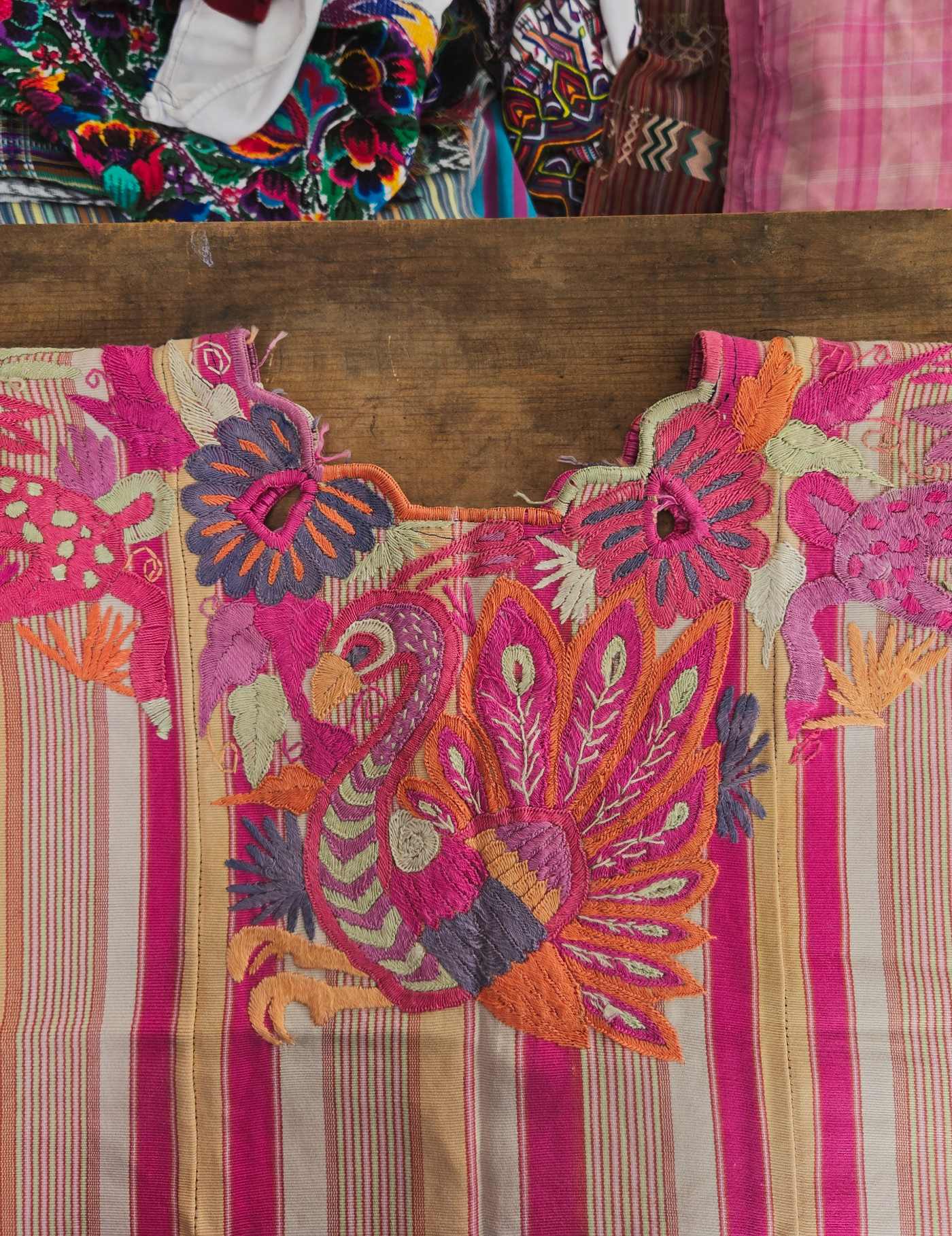 Pink Peacock Chichicastenango Huipil #8-394
