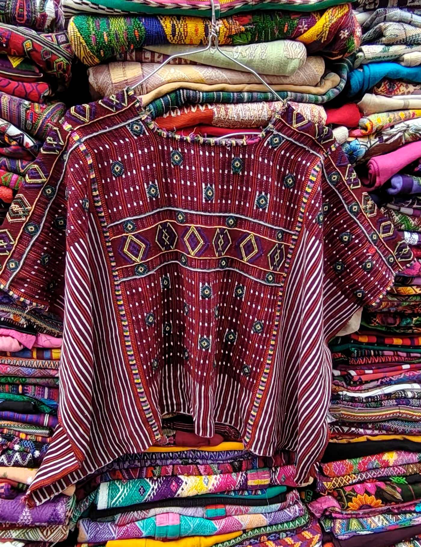 Dark Burgundy with Geometrics Colotenango Huipil #8-412