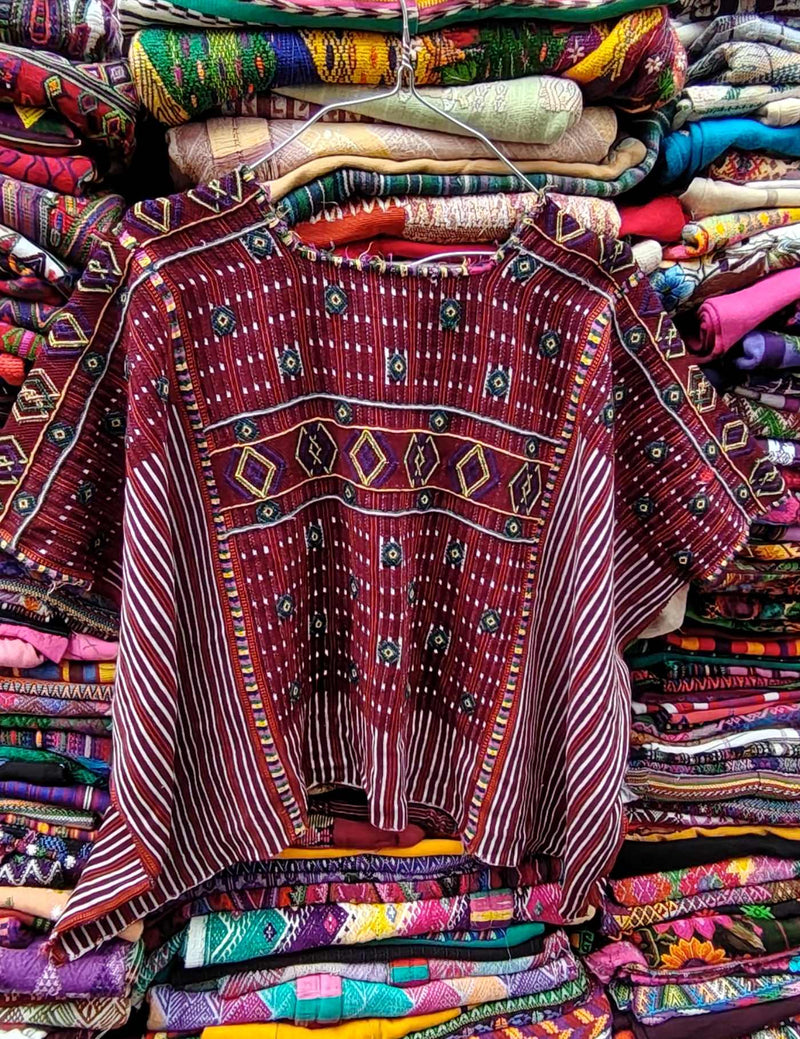 Dark Burgundy with Geometrics Colotenango Huipil #8-412