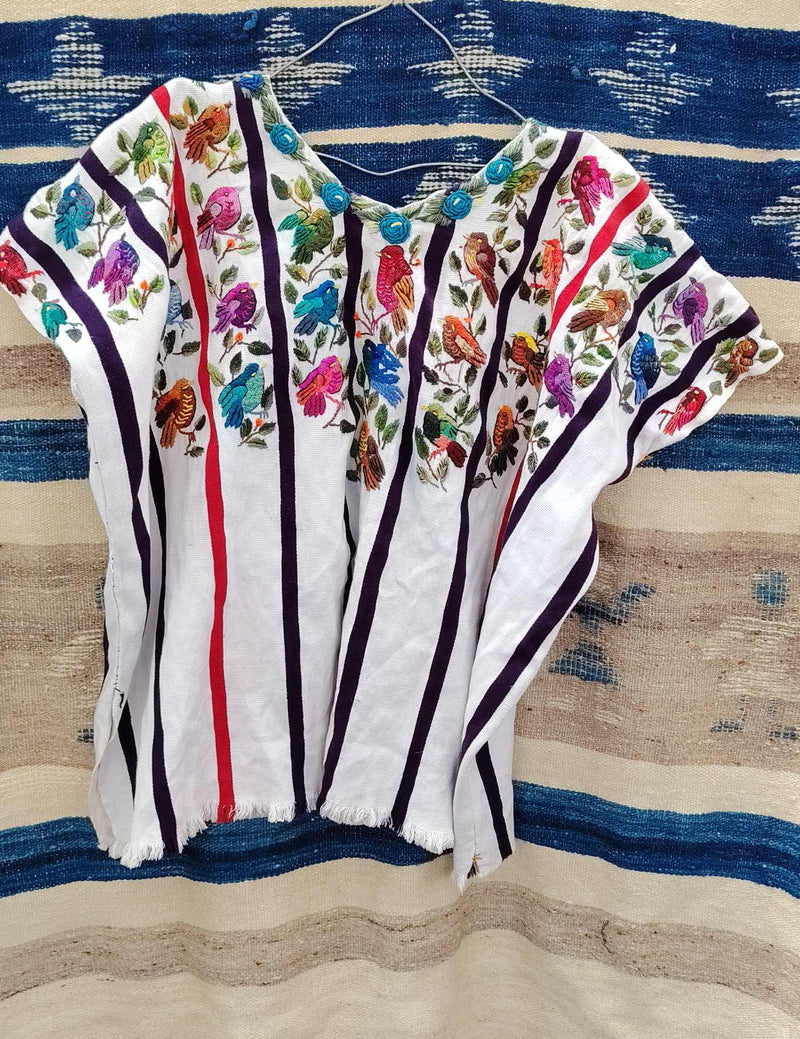 White with bird Santiago Huipil #8-425
