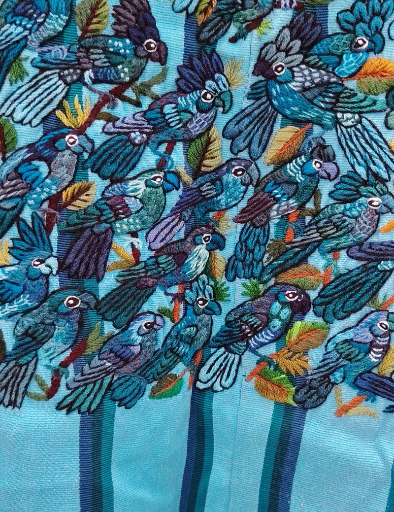 Light blue with birds Santiago Huipil #8-427