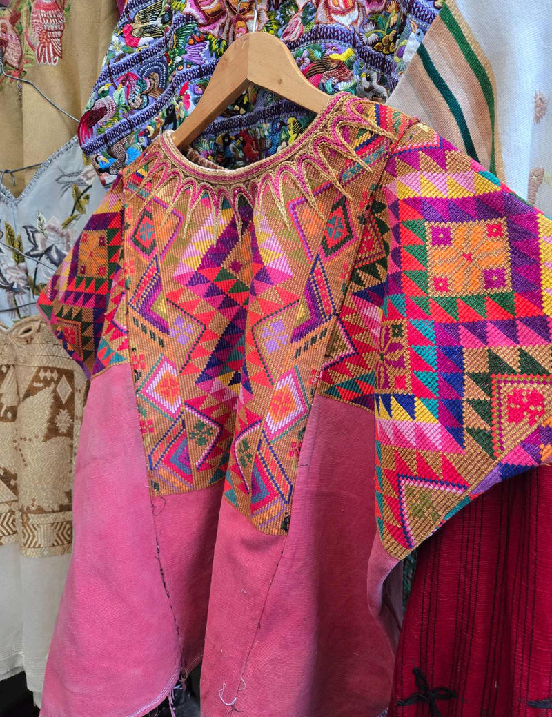 Pink and Gold Chichicastenango Huipil #8-433