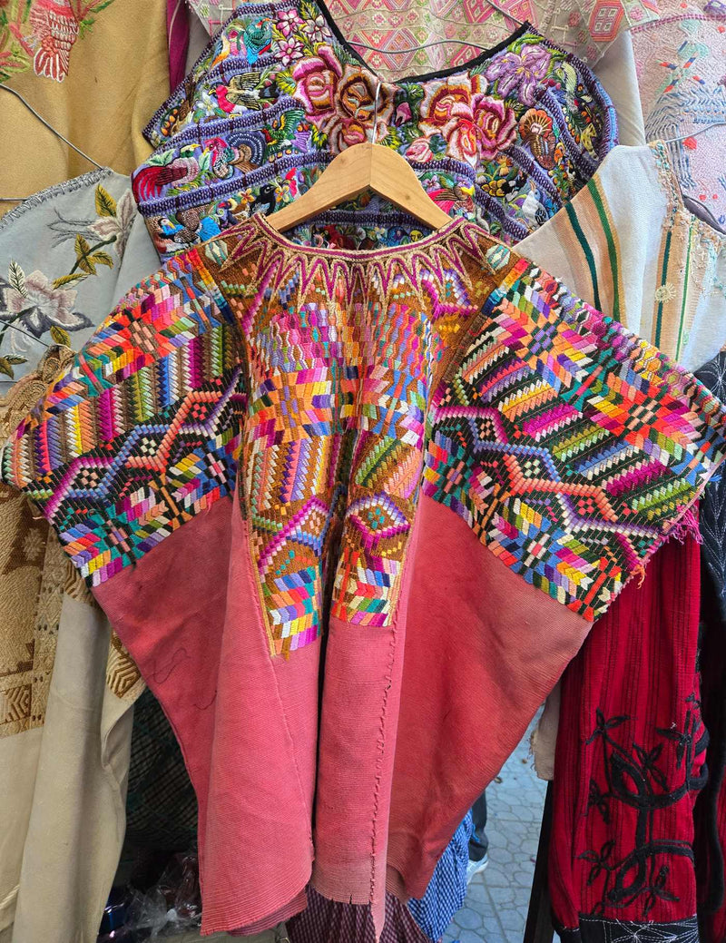 Colorful on Pink Chichicastenango Huipil #8-434