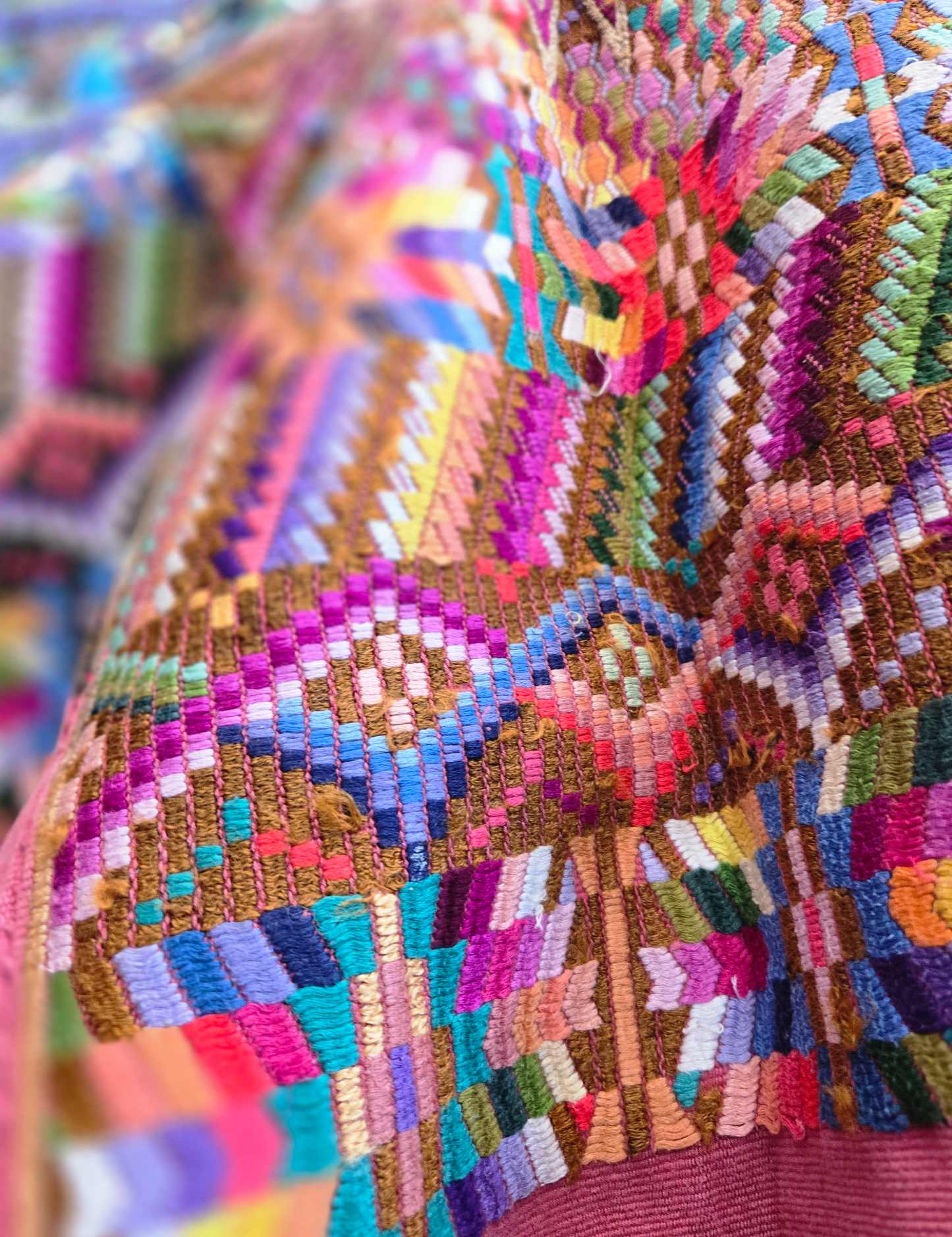 Colorful on Pink Chichicastenango Huipil #8-434