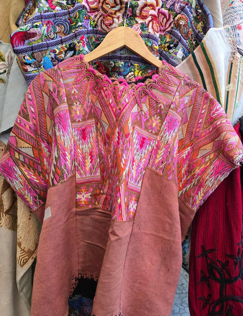 Pink and Brown Chichicastenango Huipil #8-435