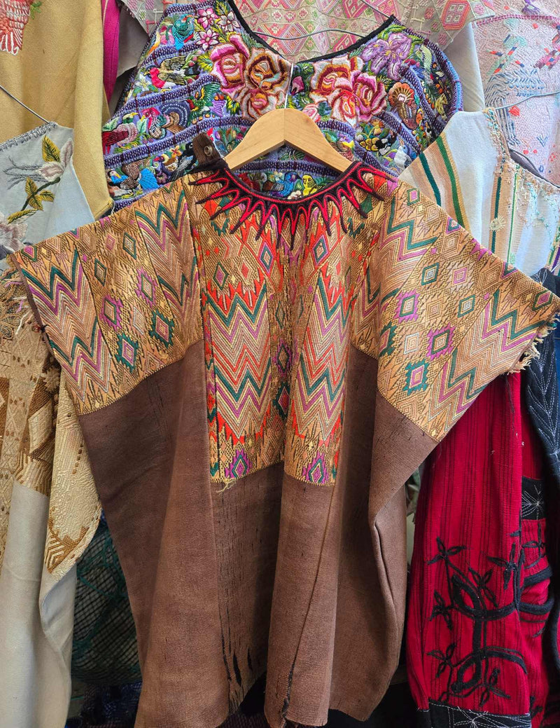 Brown geometric Chichicastenango Huipil #8-436