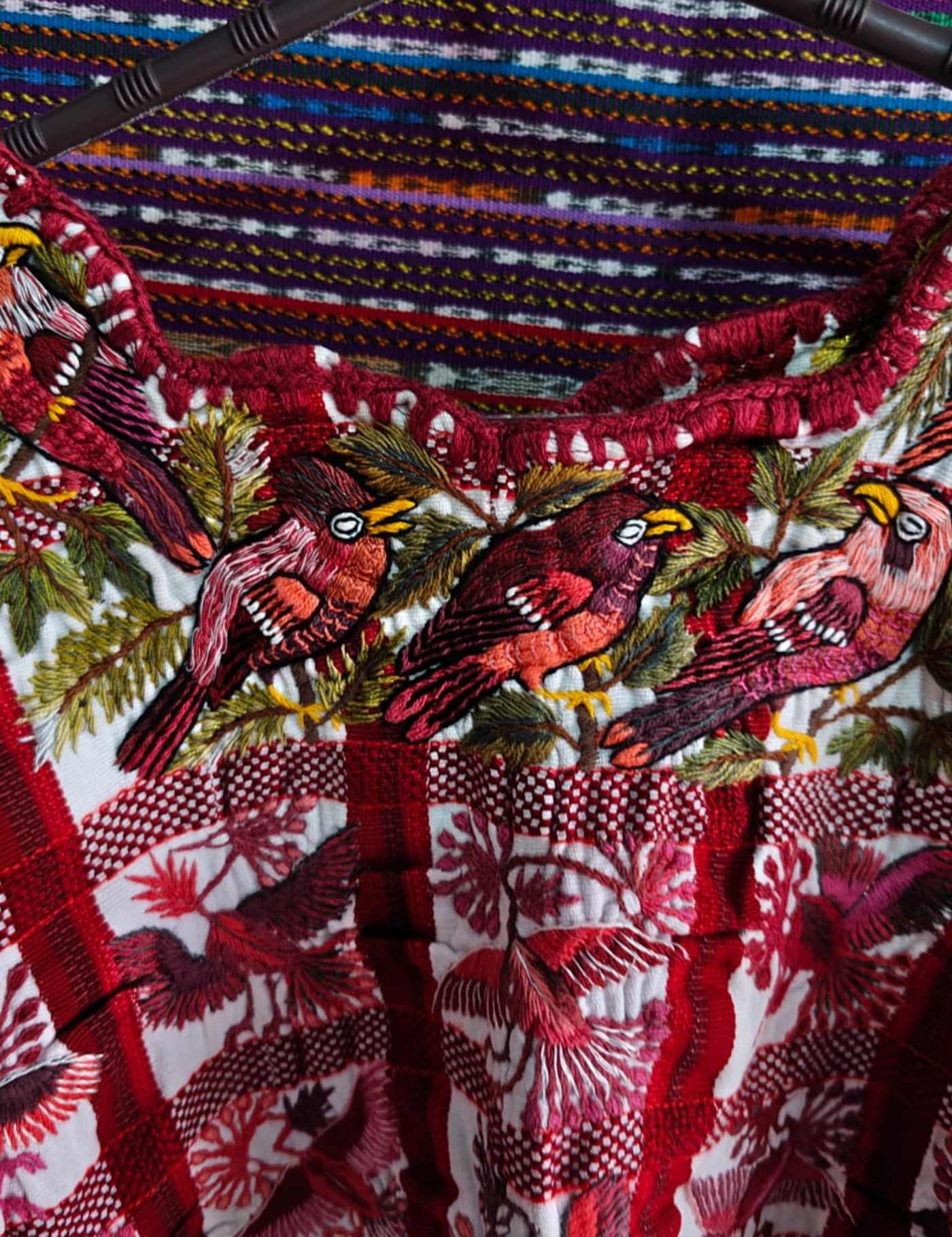 Red flowers and birds Santiago Huipil #8-454