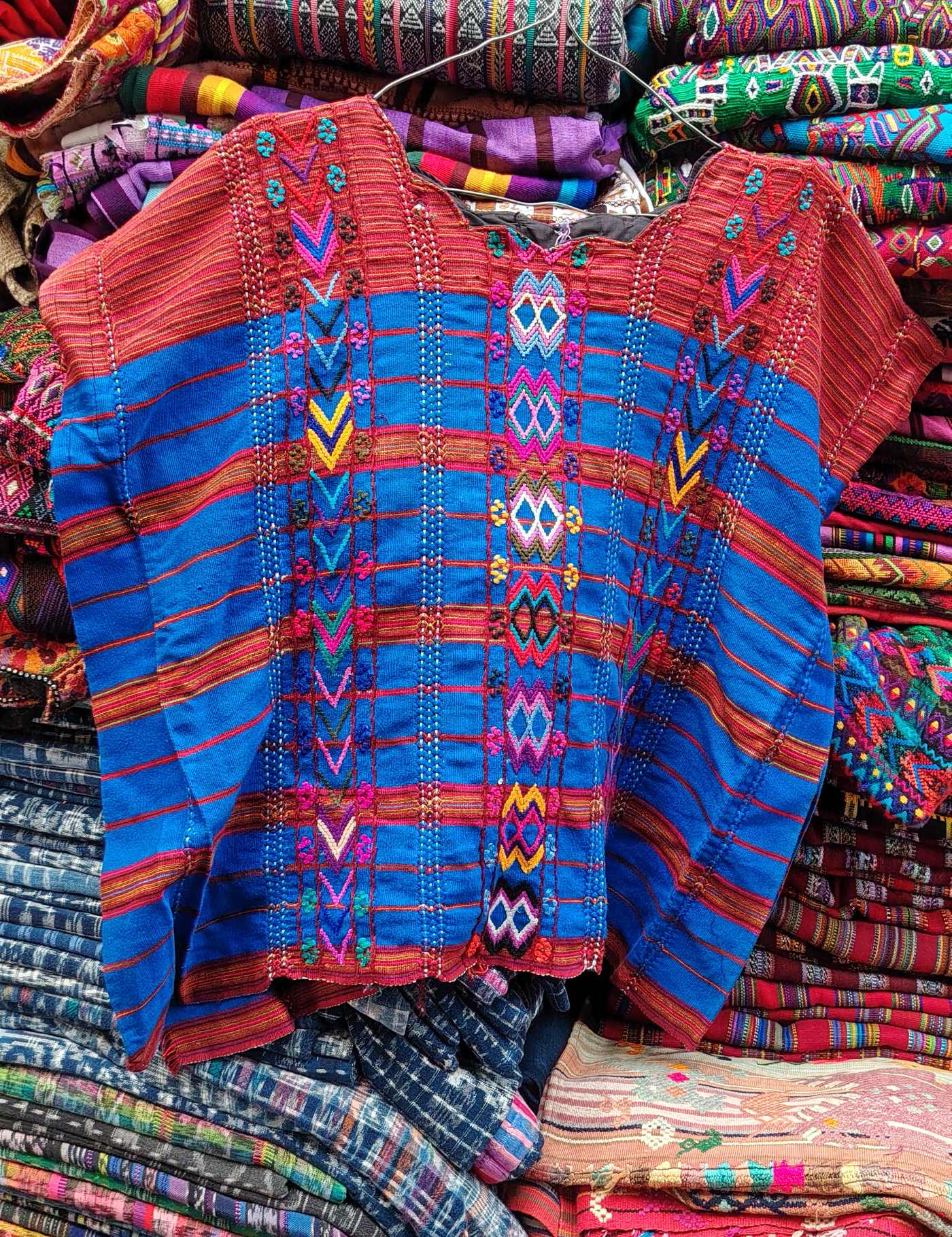 Blue and Red Colotenango Huipil #8-465