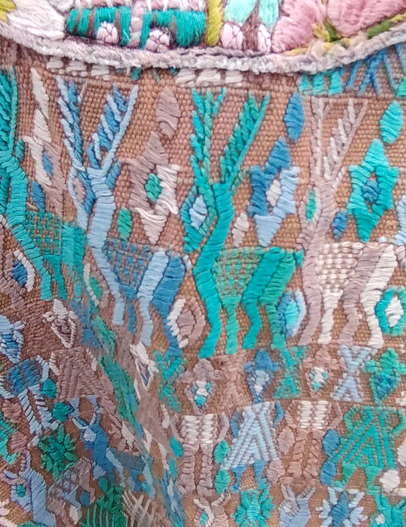 Blue Green and Brown Cobán Huipil #8-485