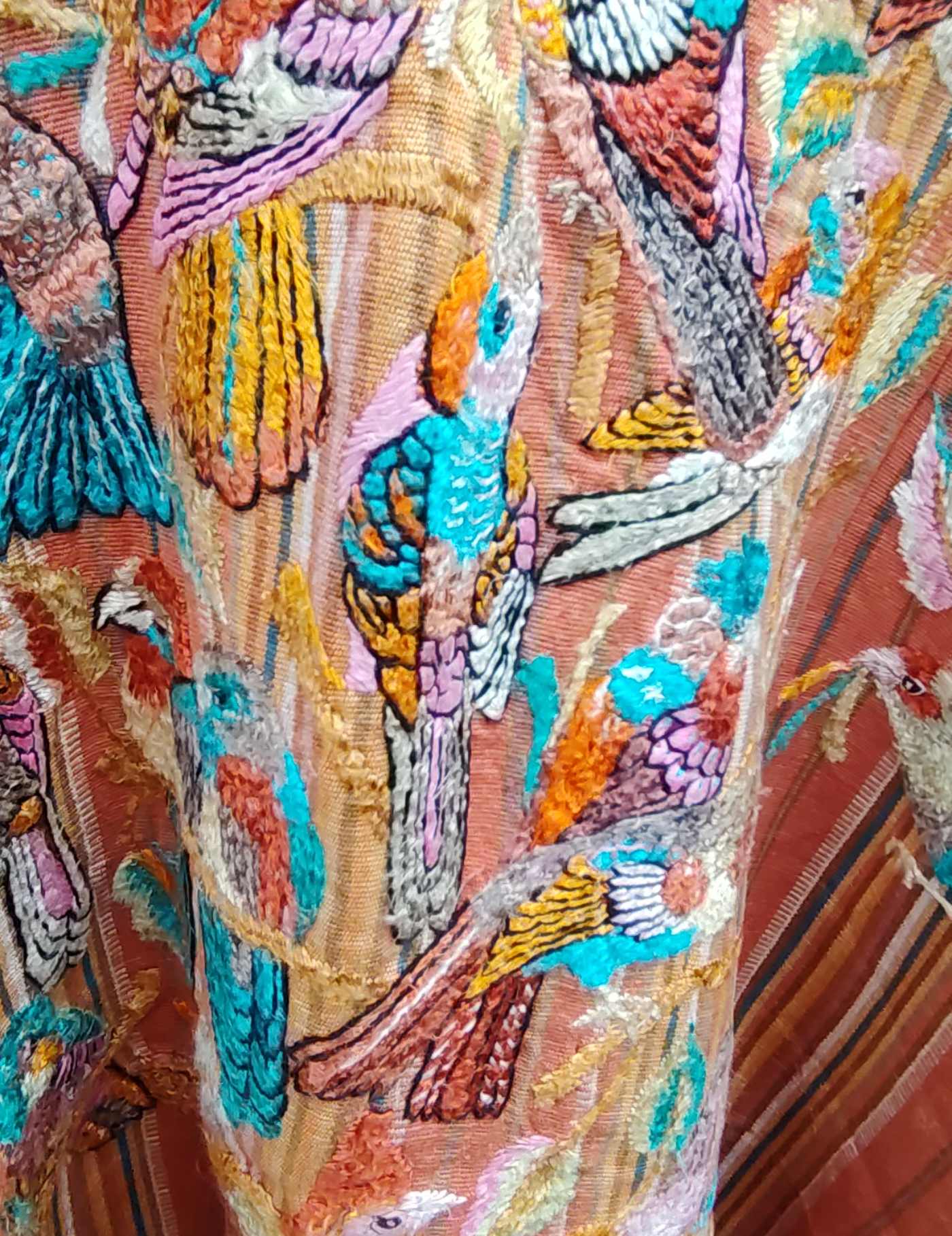 Coral and Blue Chichicastenango Huipil #8-498