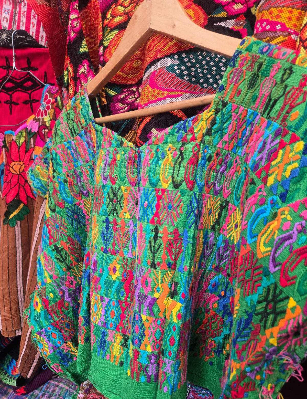 Colourful on Green Cobán Huipil #8-510