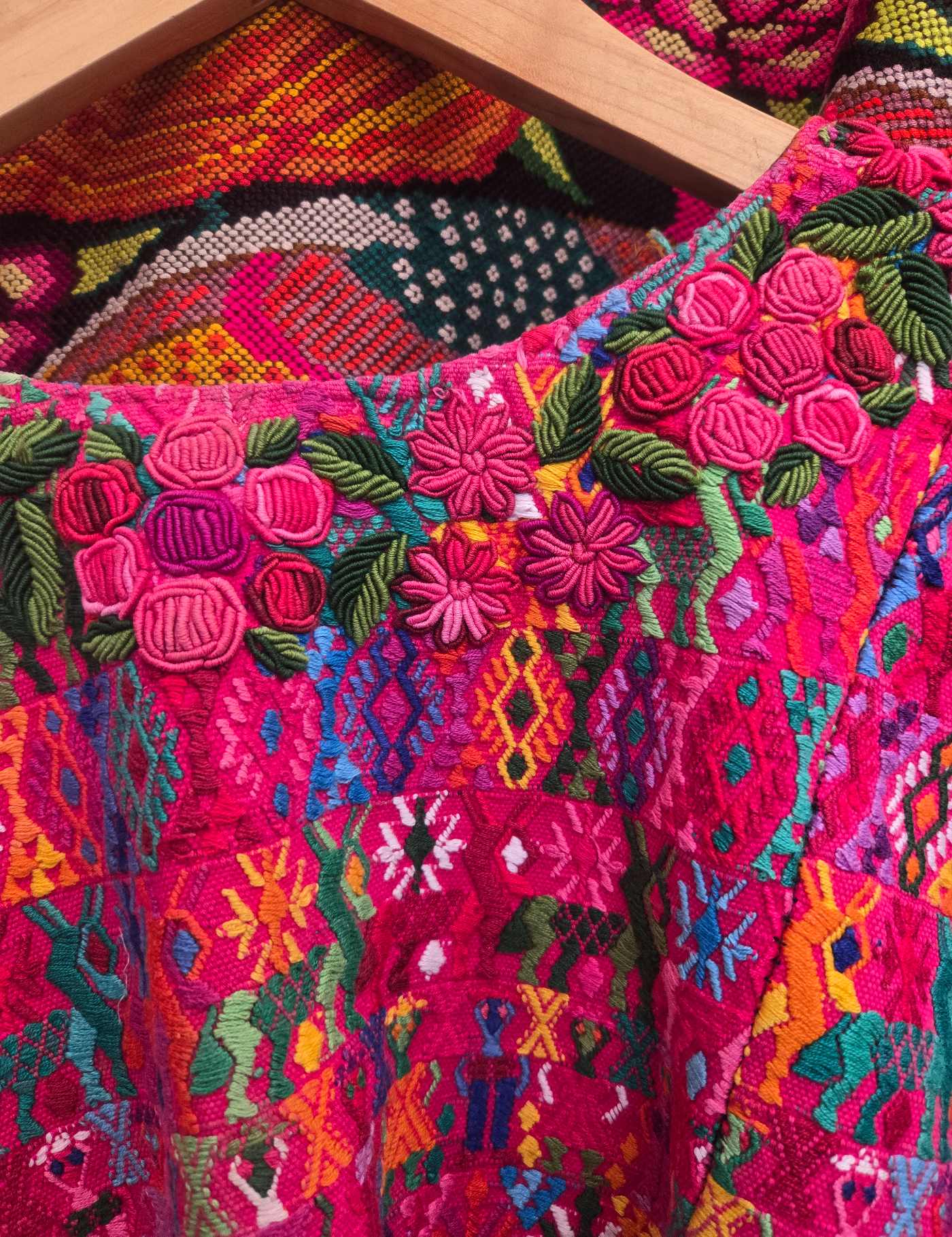 Colourful on Pink Cobán Huipil #8-524