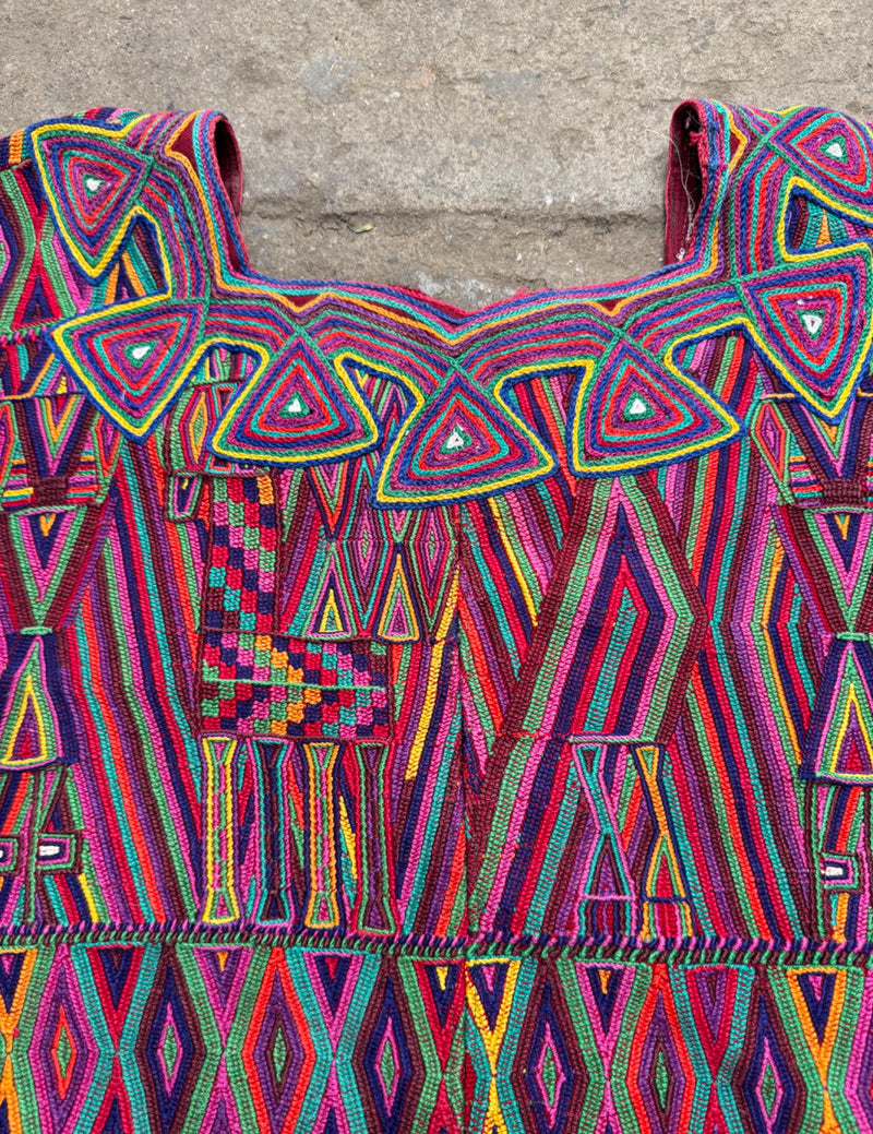 Multicoloured on Red Nebaj Huipil #8-526