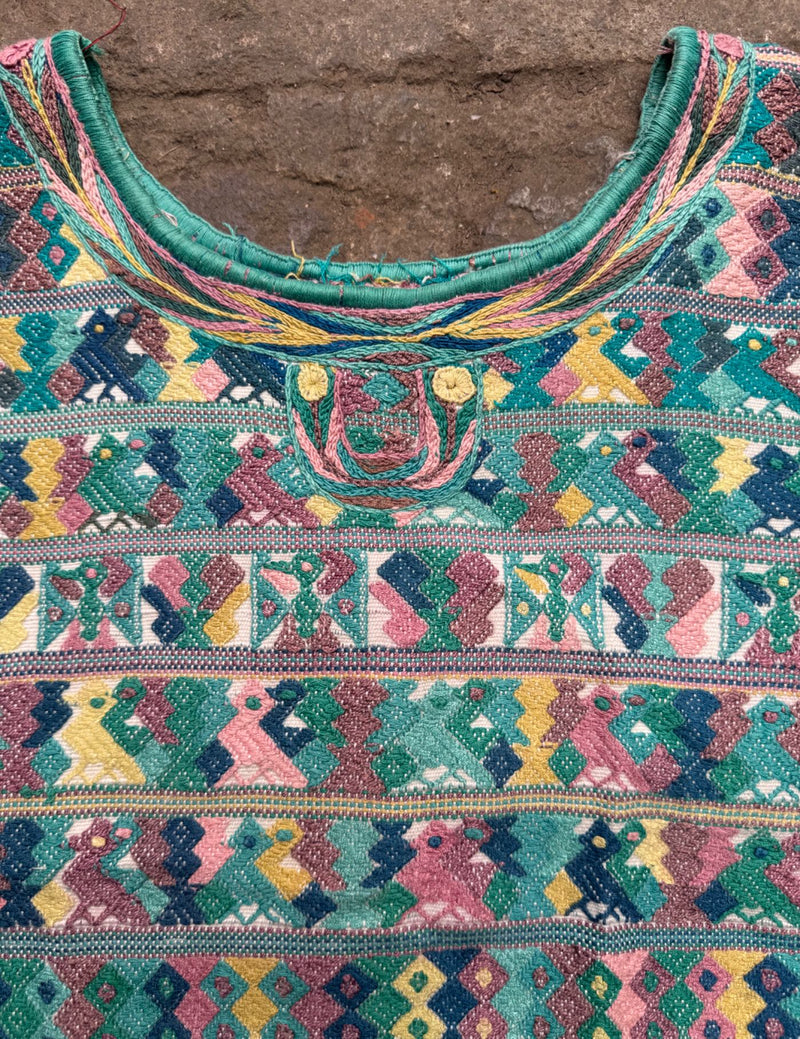 Turquoise and White San Juan Cotzal Huipil #8-533