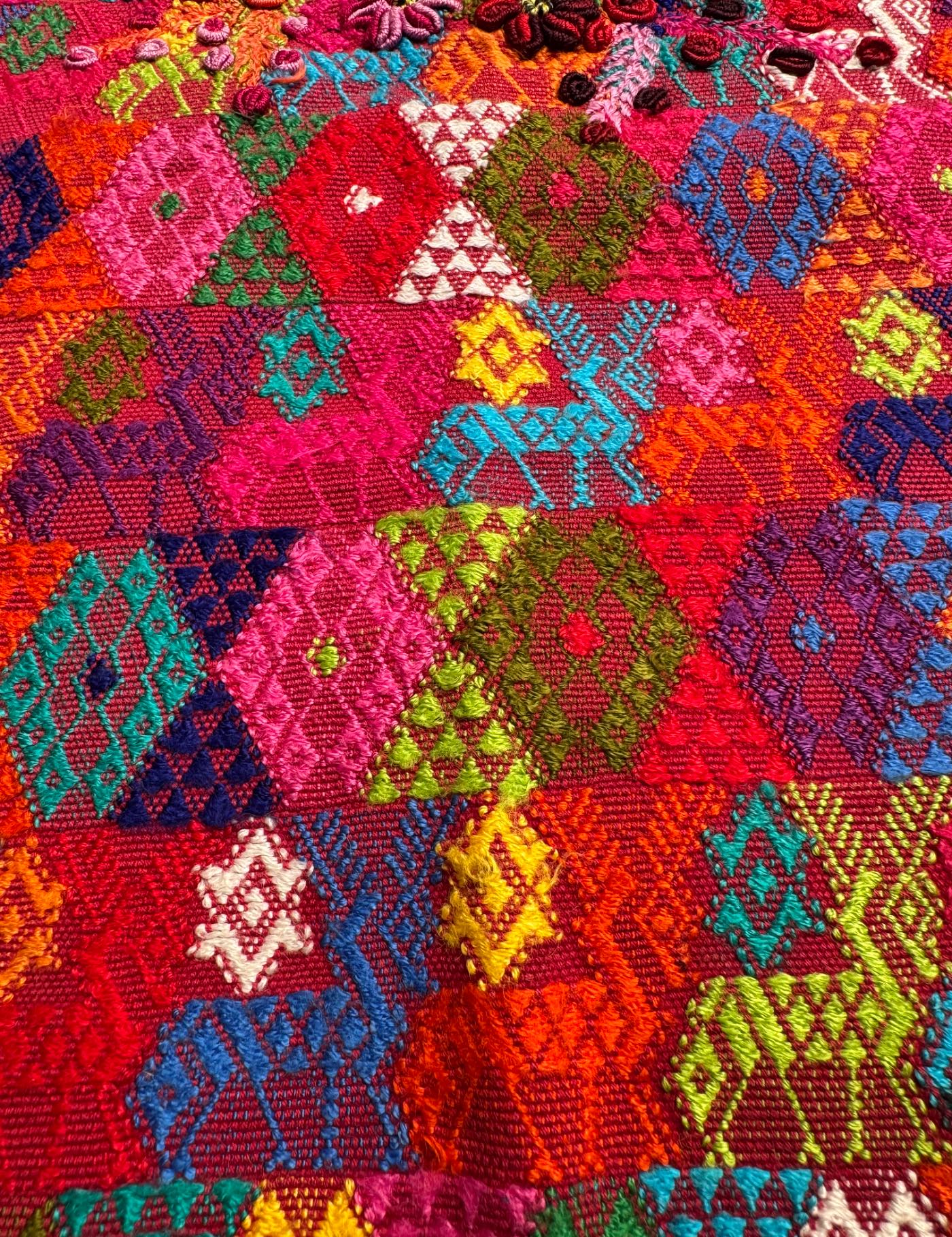 Red with Rococo Neckline Cobán Huipil #8-534