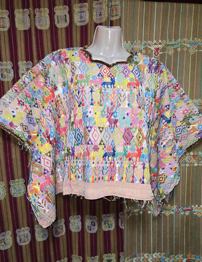 Colourful on Pale Pink Cobán Huipil #8-540