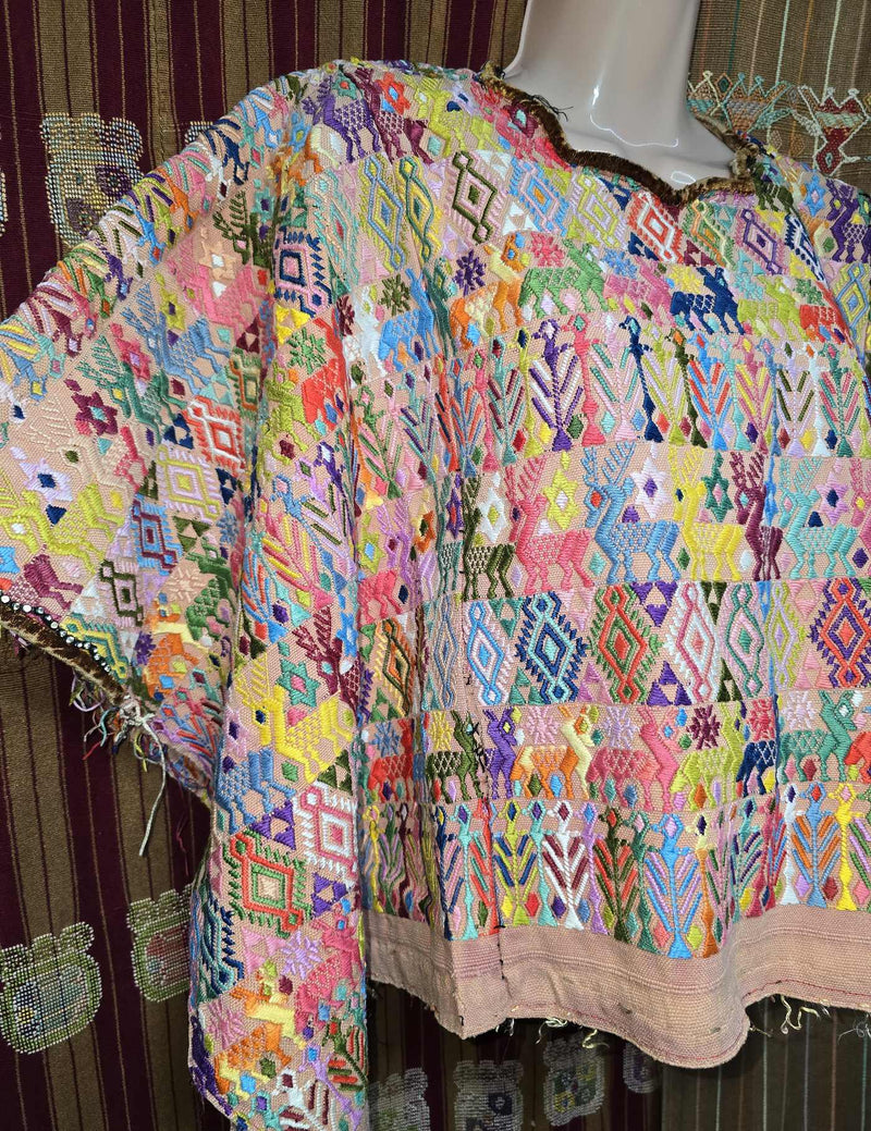 Colourful on Pale Pink Cobán Huipil #8-540