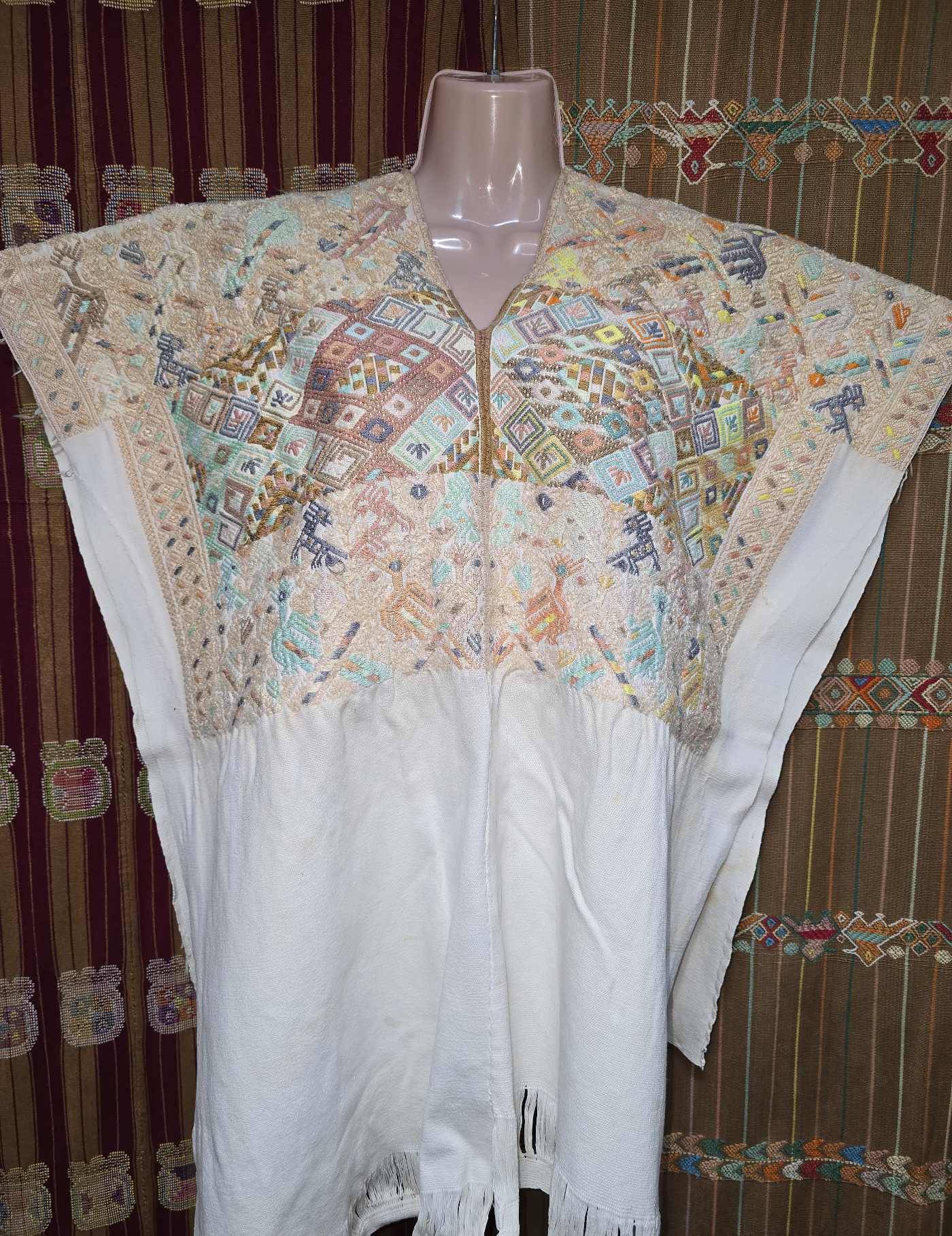 Beige and Ivory Nahualá Huipil #8-546