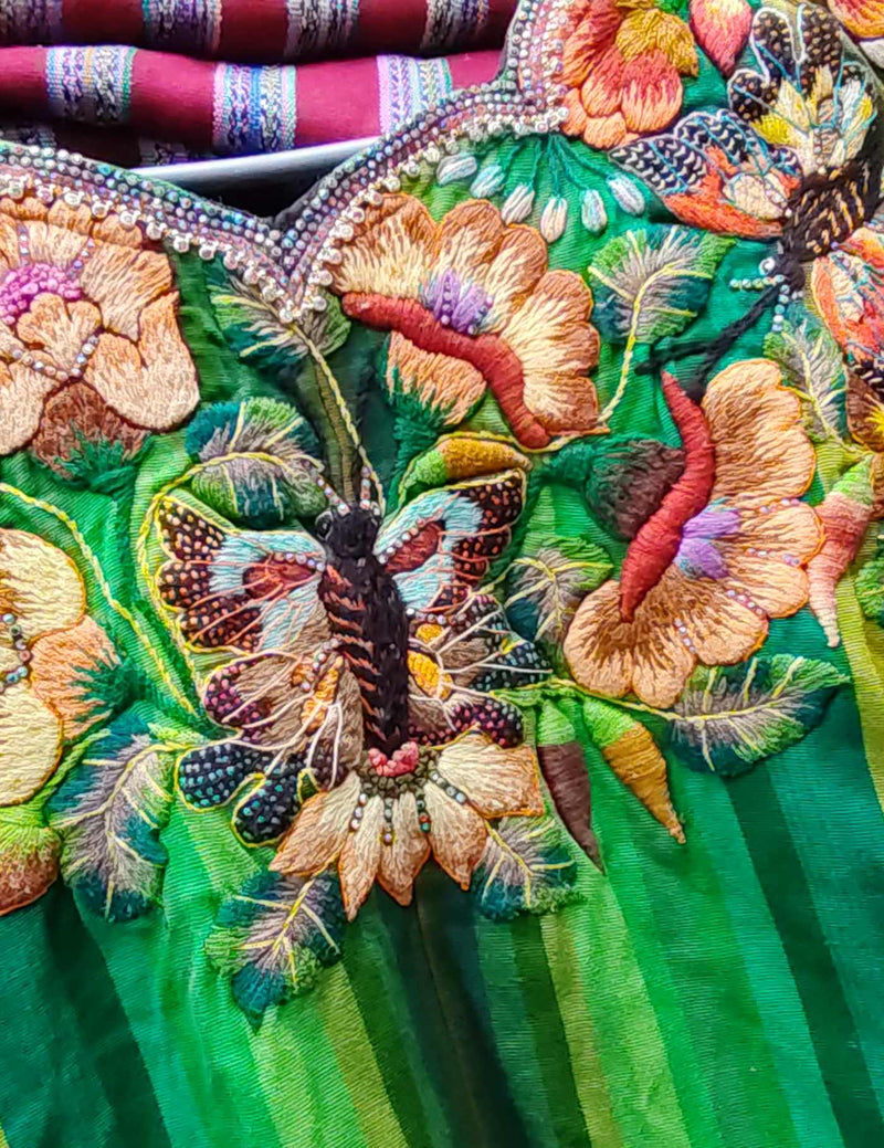 Green with Butterflies Santiago Huipil #8-554