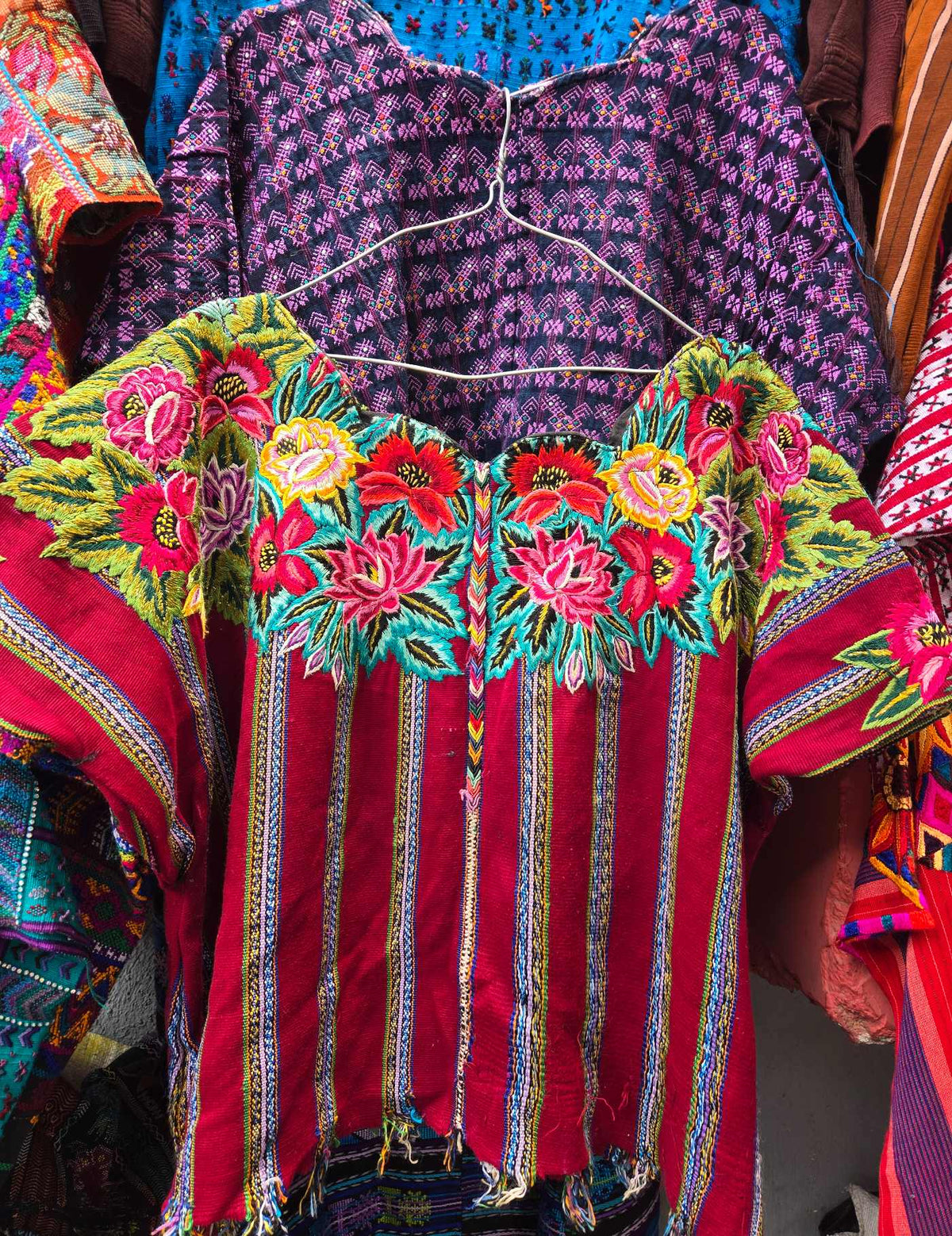 Maroon Floral Patzún Huipil #9-21