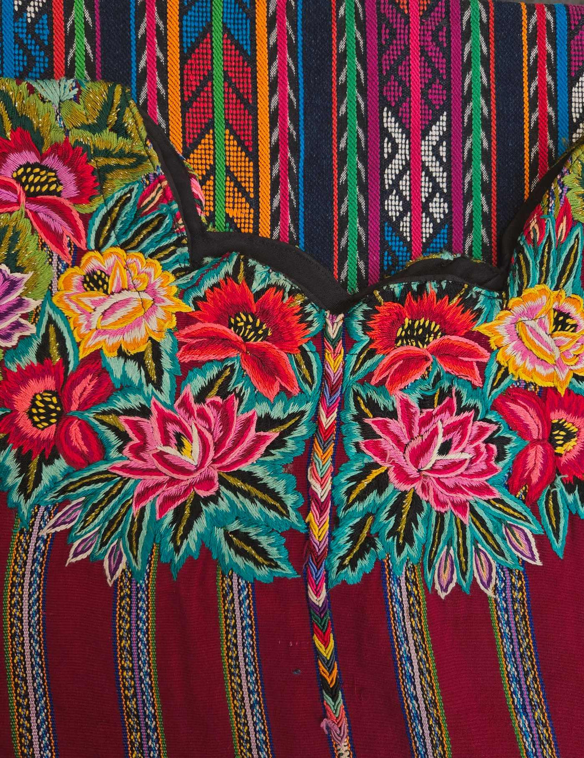 Maroon Floral Patzún Huipil #9-21