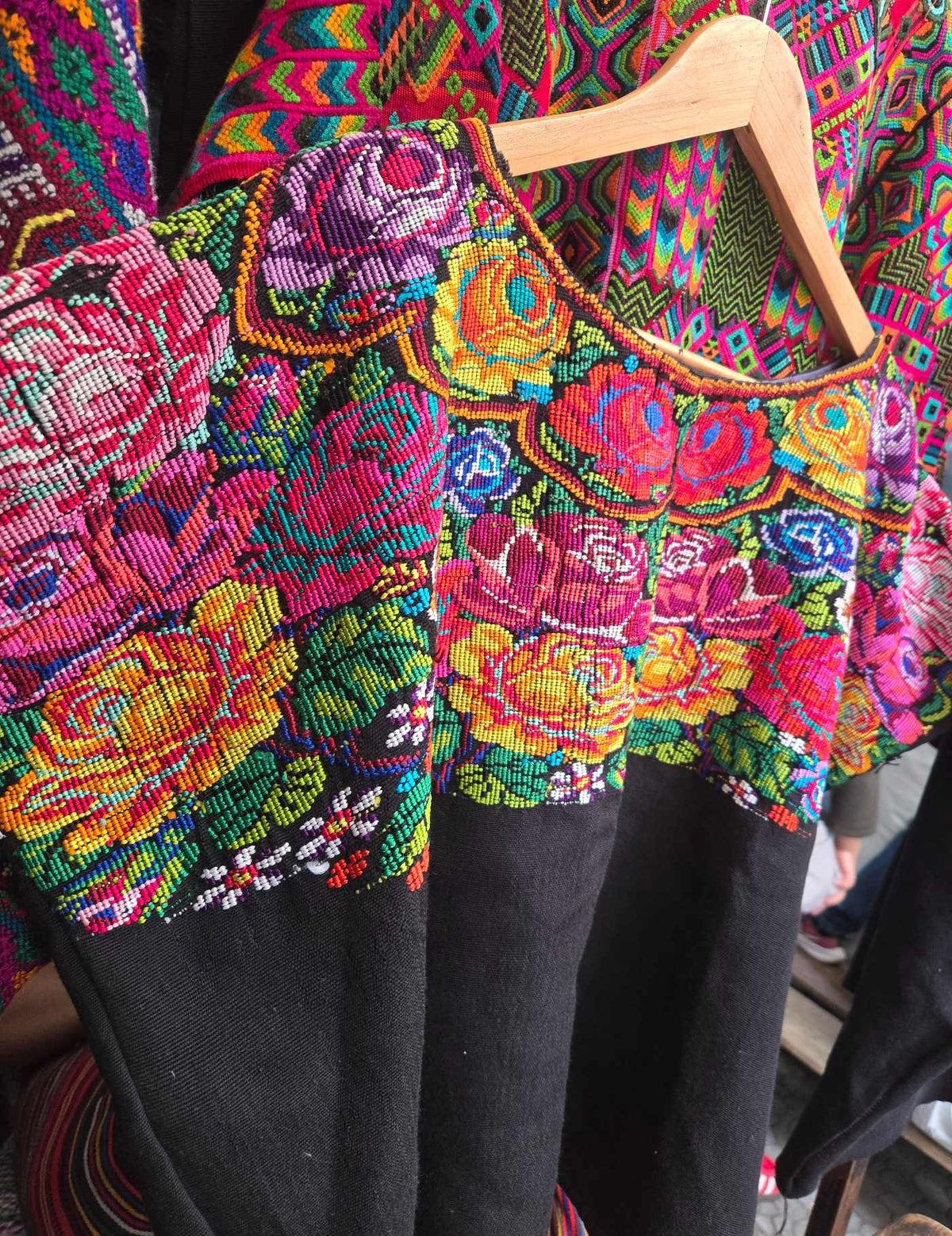 Roses on Black Comalapa Huipil #9-32
