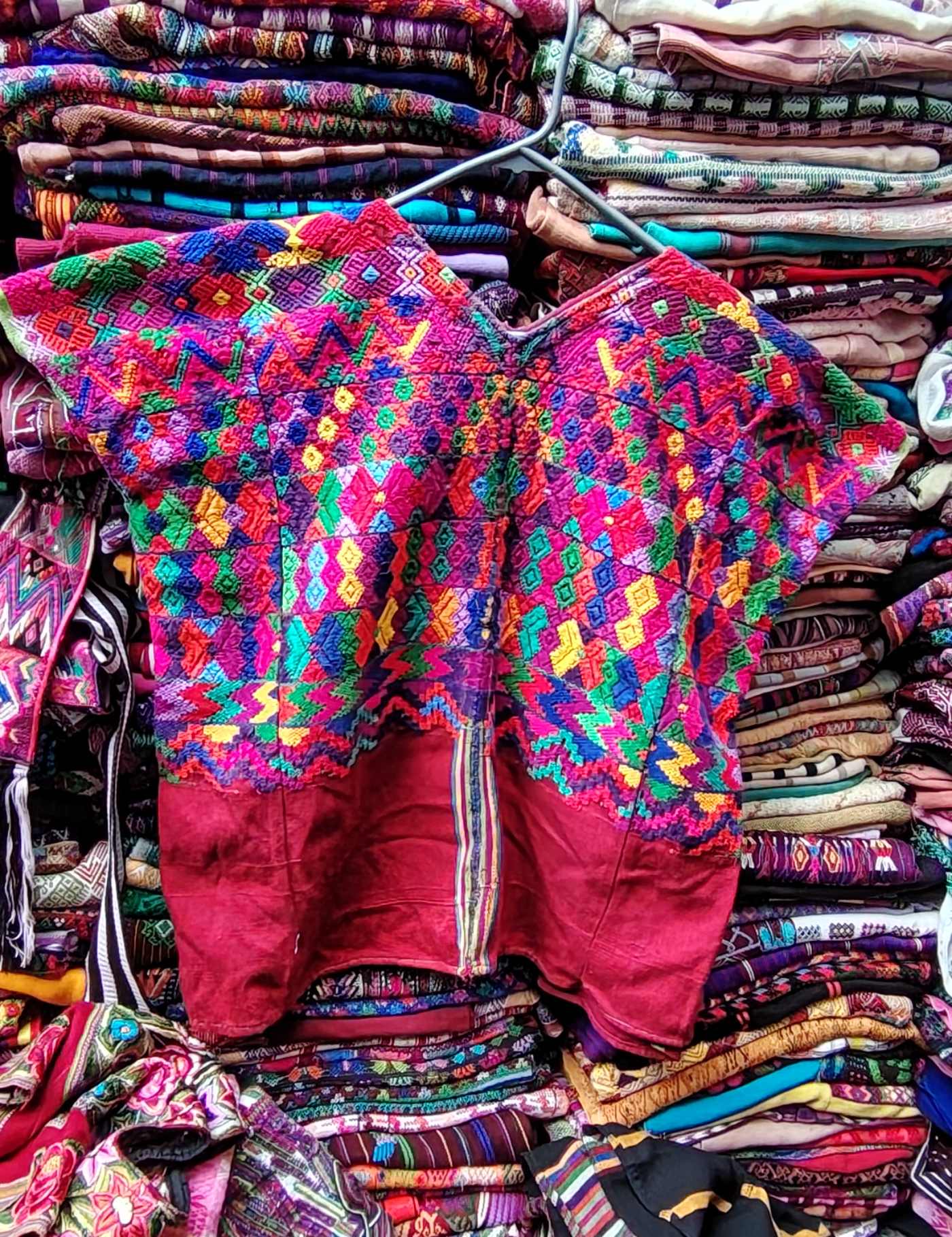 Colorful on Red Sacatepéquez Huipil #9-78