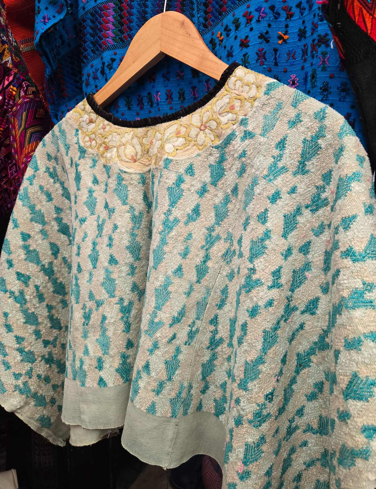 Blue on Cream Cobán Huipil #9-95